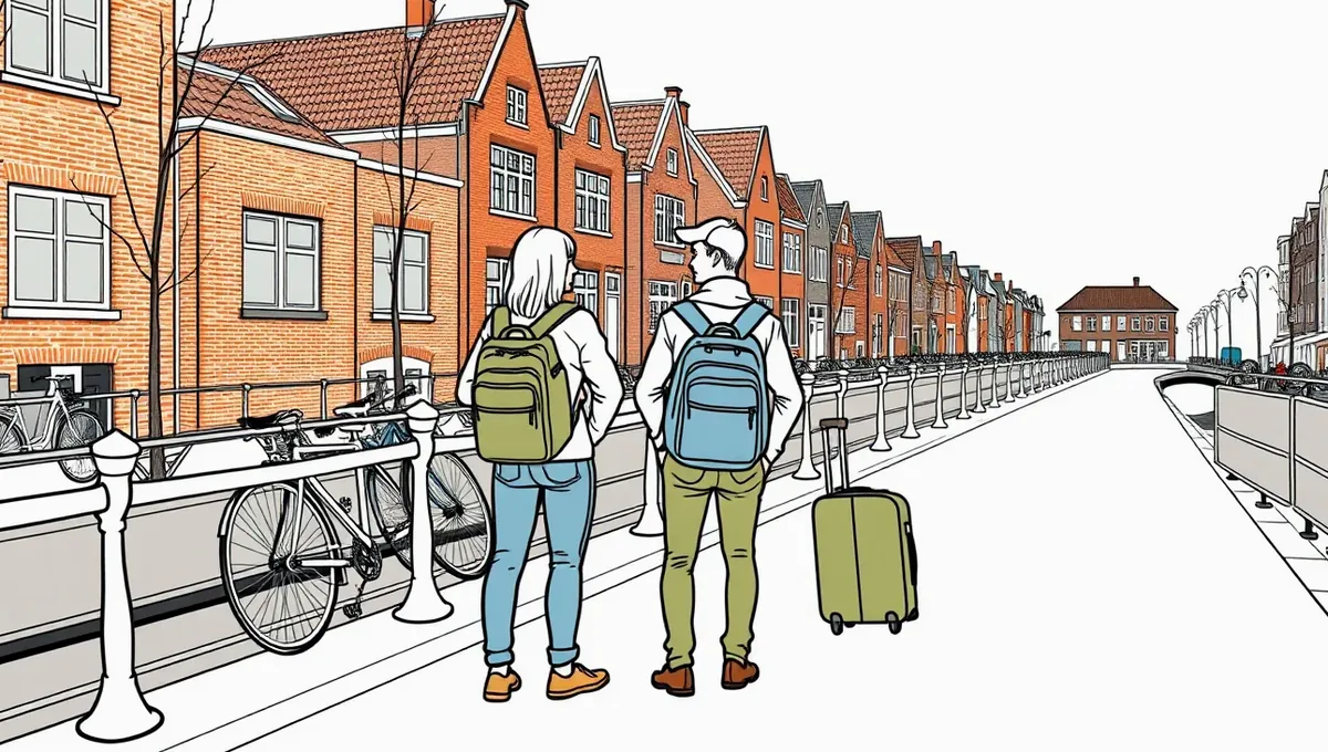 Pohľad na historický kanál v Amsterdame s radom zaparkovaných bicyklov pozdĺž zábradlia