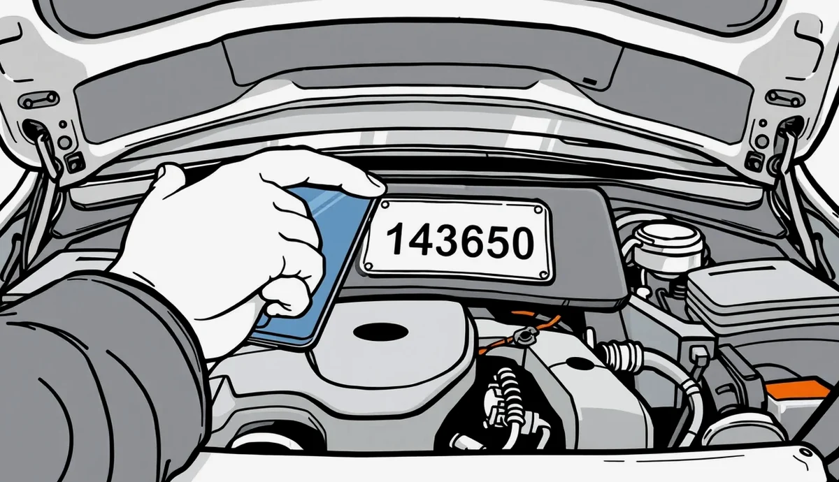Pohľad na vyrazené identifikačné číslo VIN na kovovom skelete motorového priestoru