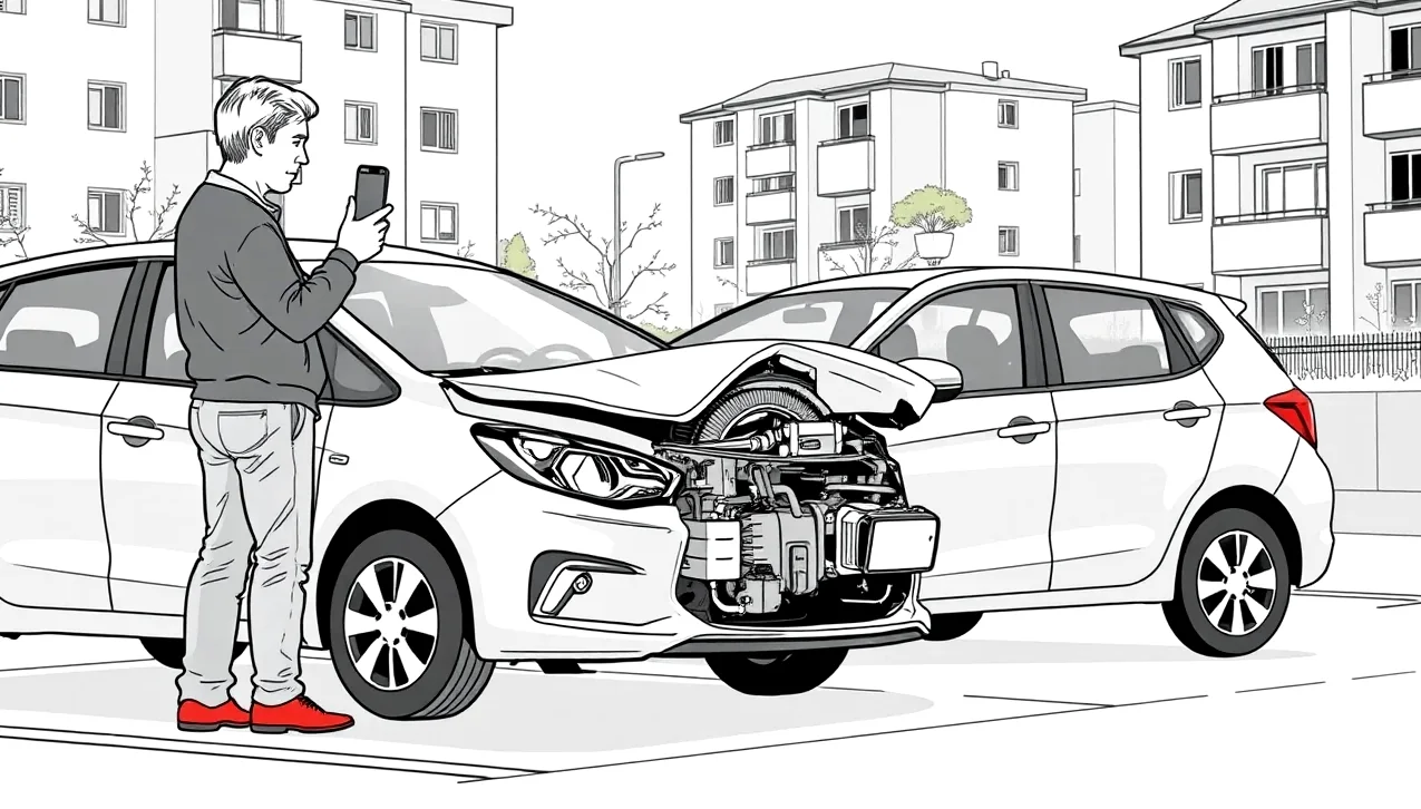 Technik servisu zaznamenáva rozsah poškodenia karosérie pri likvidácii poistnej udalosti