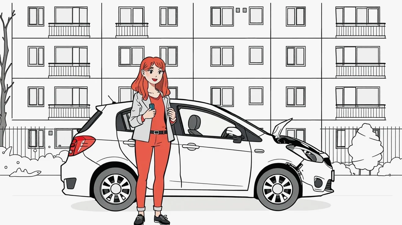 Detail poškodeného laku na dverách osobného auta po kolízii na parkovisku
