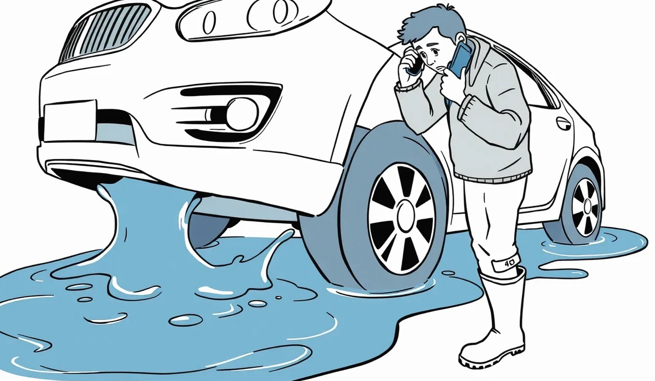 Zaplavené auto stojace vo vode na zatopenej ulici po prívalovom daždi