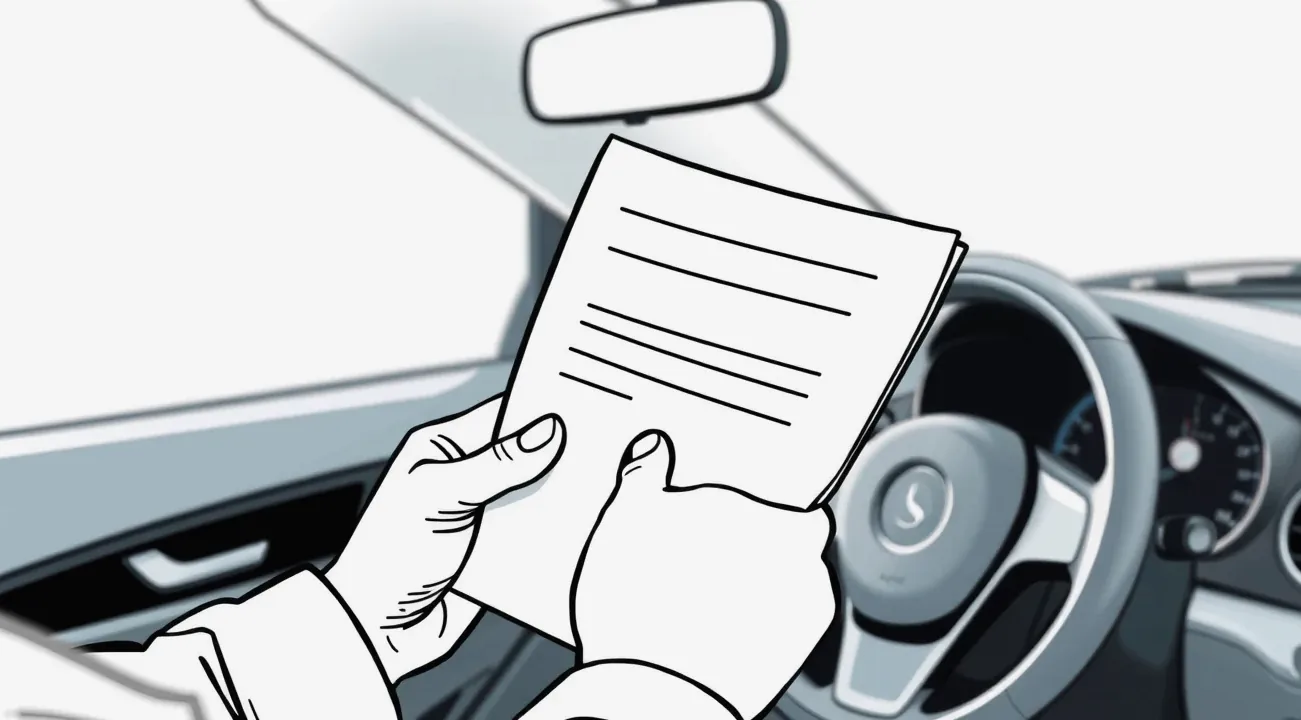 Vodič drží v ruke zelenú kartu a kontroluje platnosť poistenia pred cestou do zahraničia