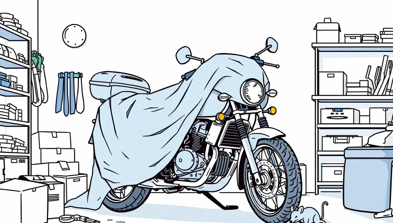 Zabezpečenie zadného kolesa motocykla masívnou reťazou a kotvou v podlahe