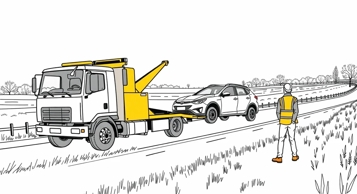 Nákladné auto s prívesom stojace na odpočívadle pri ceste