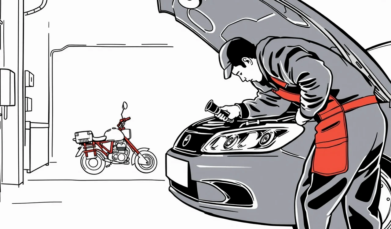 Detail kontroly vyrazeného VIN čísla na karosérii v motorovom priestore vozidla