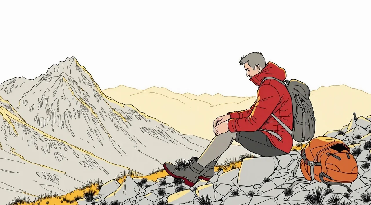 Turistka s mobilným telefónom kontroluje trasu pred horskou chatou