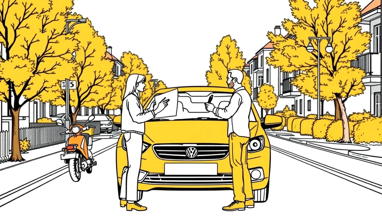 Predná maska moderného automobilu Hyundai zaparkovaného v meste