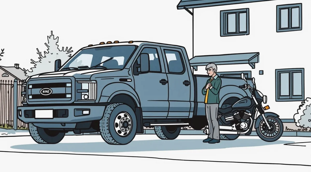 Dodge RAM 1500 zaparkovaný pred administratívnou budovou