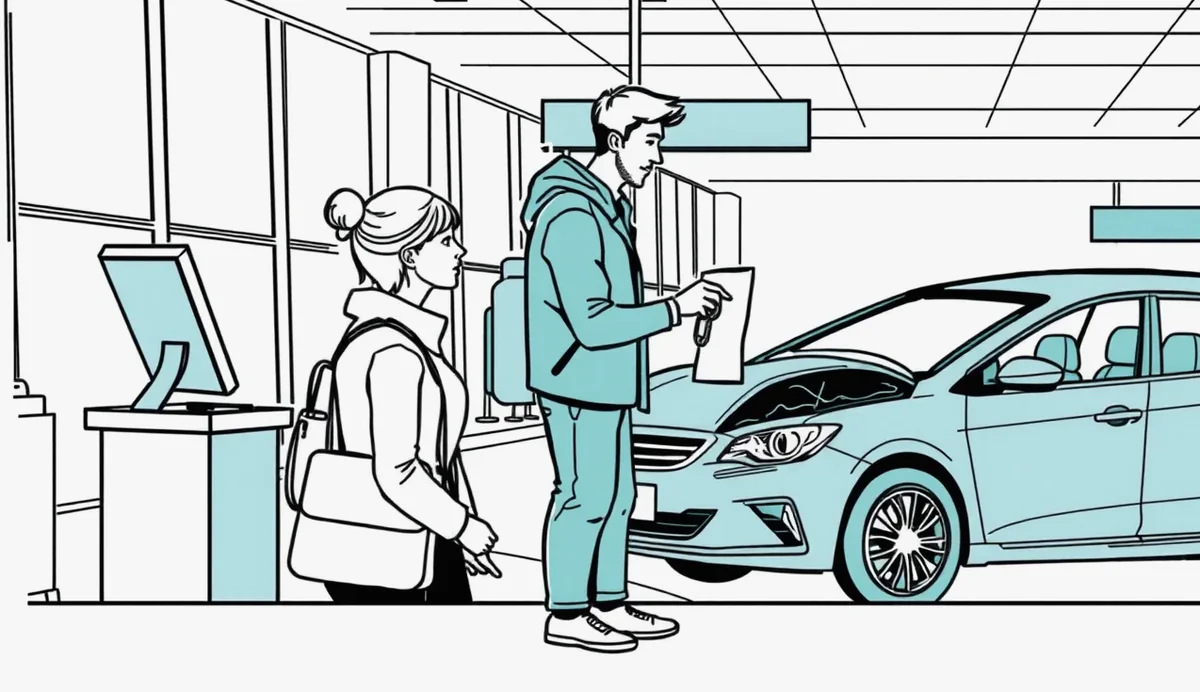 Muž pri prepážke autopožičovne podpisuje nájomnú zmluvu a preberá kľúče od vozidla