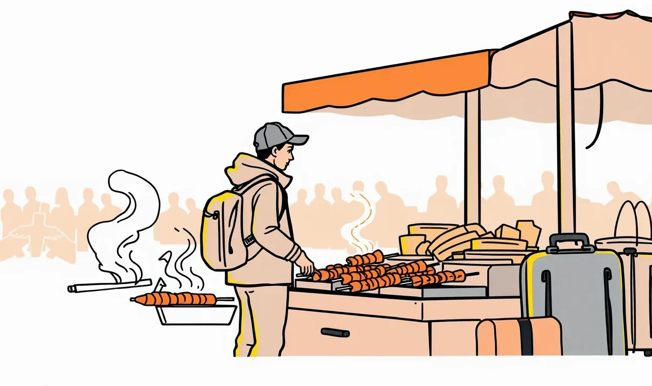 Pasažier s batohom sleduje batožinový pás na letisku v Bangkoku po prestupnom lete