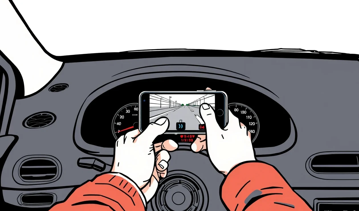 Vodič fotí smartfónom počítadlo kilometrov na palubnej doske auta