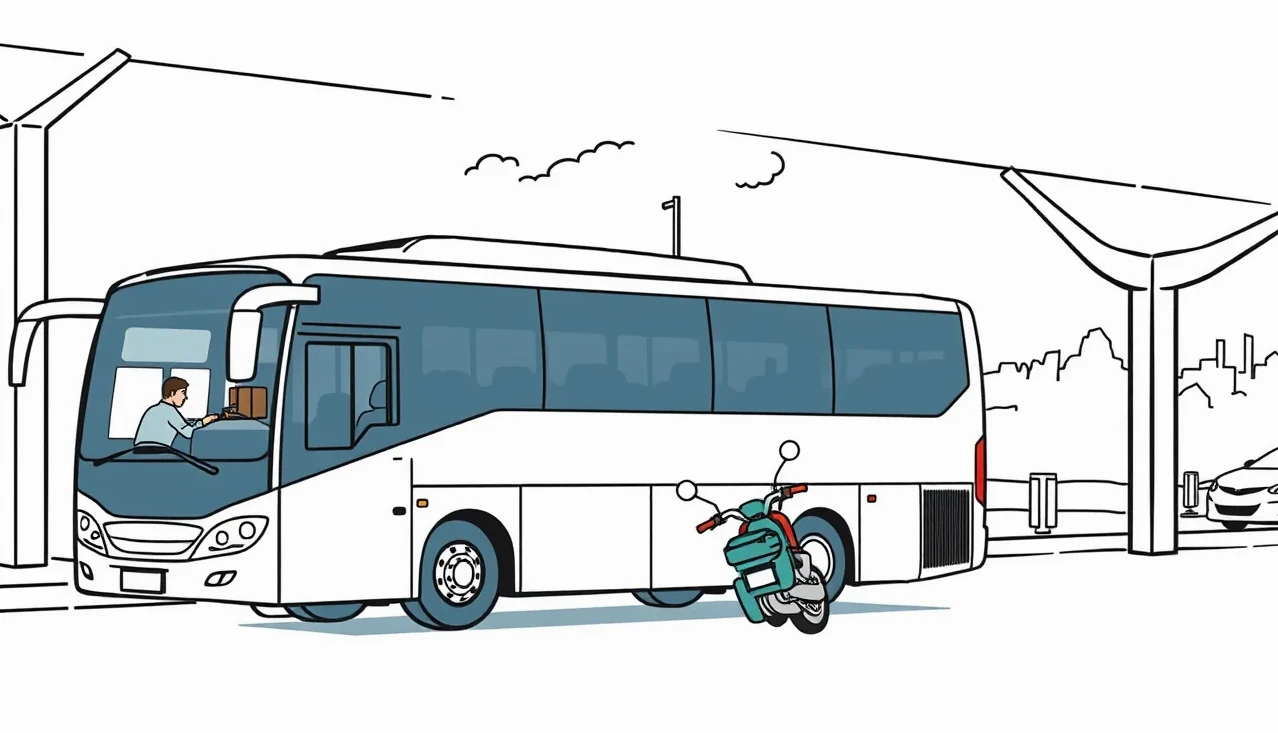 Mestský nízkopodlažný autobus stojaci na zastávke s nastupujúcimi cestujúcimi