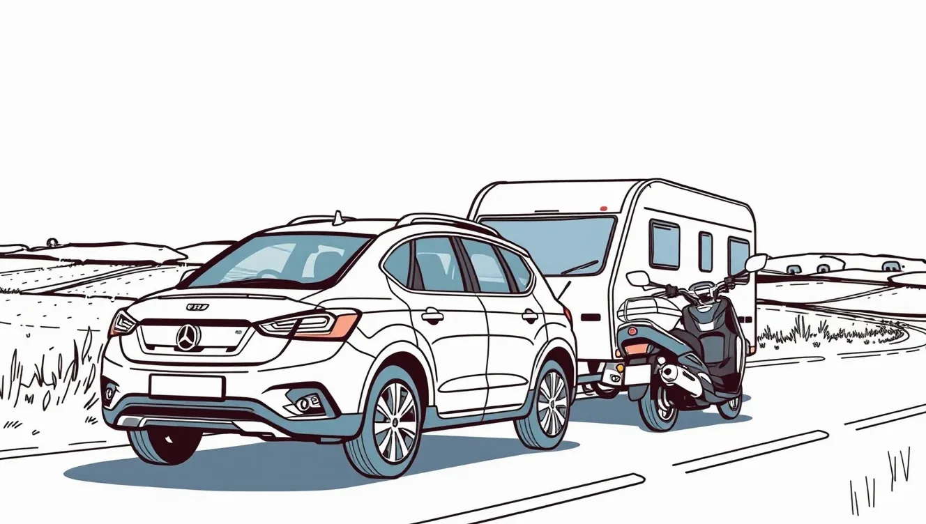 Firemný obytný automobil zaparkovaný pred administratívnou budovou pripravený na služobnú cestu
